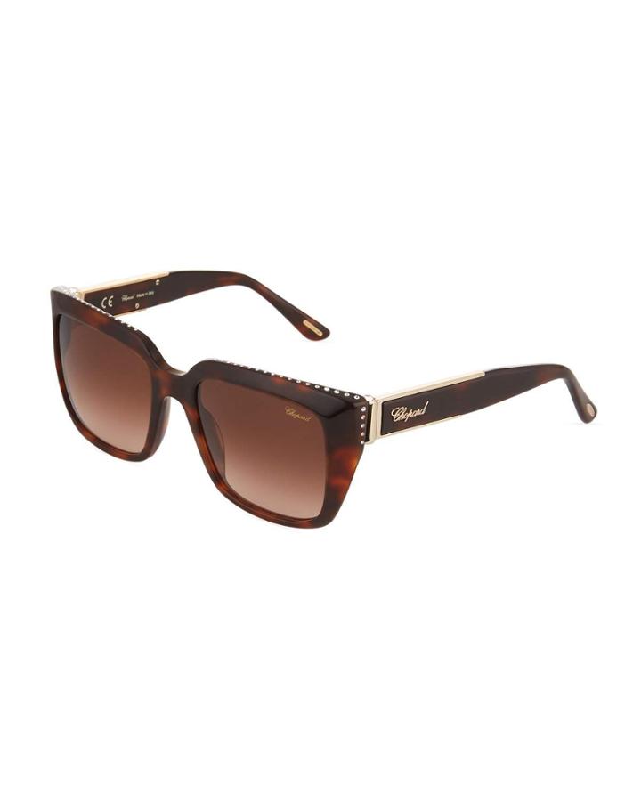 Oversized Square Acetate Crystal-trim Tortoiseshell