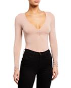 Ruched V-neck Long-sleeve Bodysuit