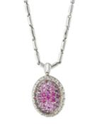 18k White Gold Pink Sapphire Pendant Necklace