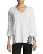 3/4-sleeve Lace-inset