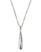 Classic Chain Hammered Silver Drop Pendant On 16mm Box Chain Necklace