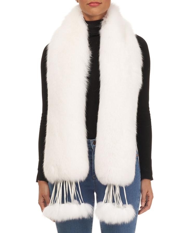 Shadow Fox Fur Leather Fringe Boa