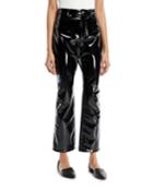 Cropped Skinny-flare Lacquered Terry