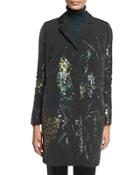 Genever Painterly Floral Topper Jacket, Black