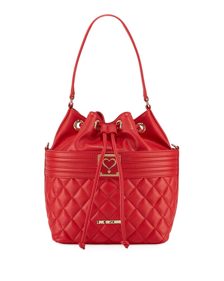 Quilted Faux Napa Bucket Bag