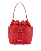 Quilted Faux Napa Bucket Bag