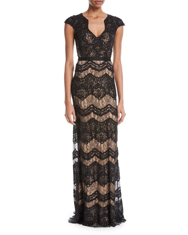 Katharine Floral Lace V-neck Gown