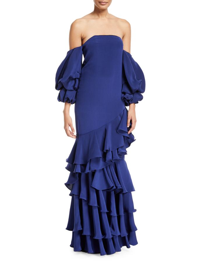 Masquerade Off-shoulder Ruffle Gown