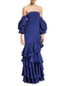 Masquerade Off-shoulder Ruffle Gown
