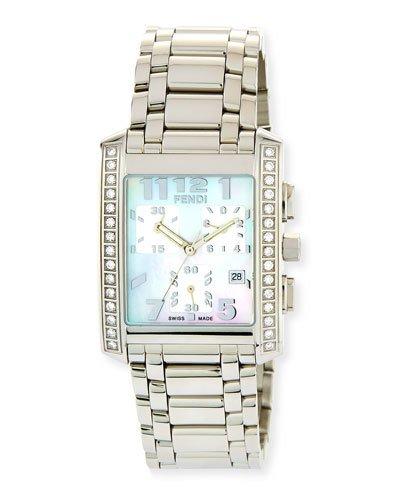 Classico Rectangle Chronograph Watch W/ Diamond Bezel