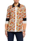 Blossom Ditsy Patchwork Button-down Silk Shirt W/