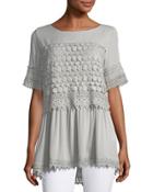 Lace-popover Woven Top