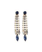 Linear Midnight Blue Crystal Drop Earrings