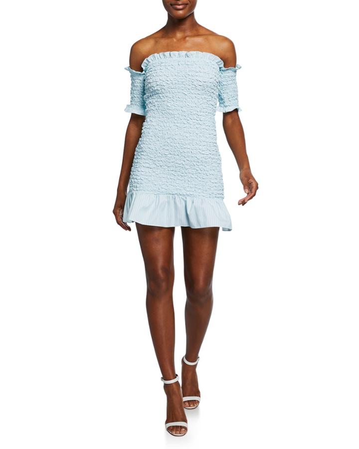 Off-the-shoulder Popcorn Dress