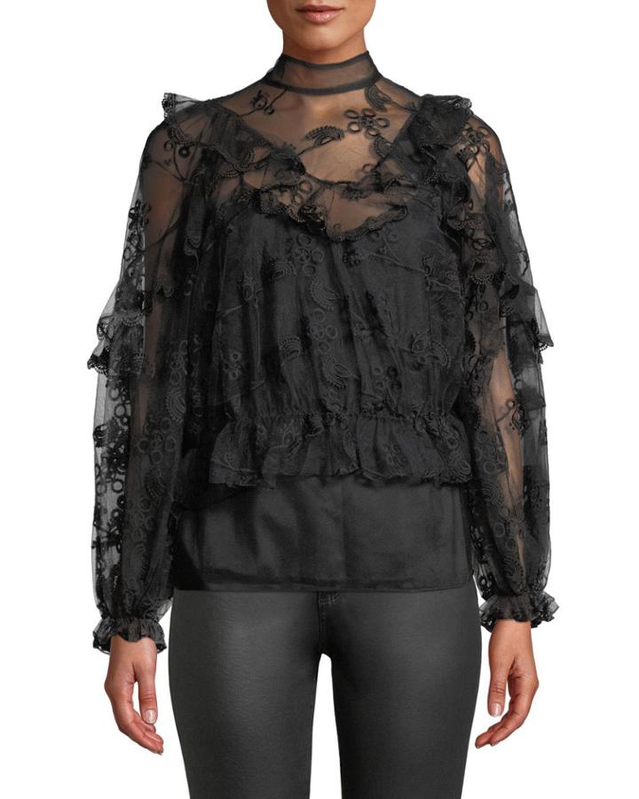 Alisa Embroidered-lace Cropped Blouse