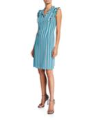 V-neck Ruffle Striped Dot Dress