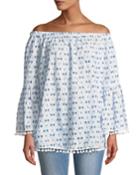 Alana Off-the-shoulder Clover-eyelet Blouse
