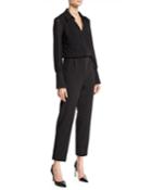 Mesh-sleeve Collared Jumpsuit
