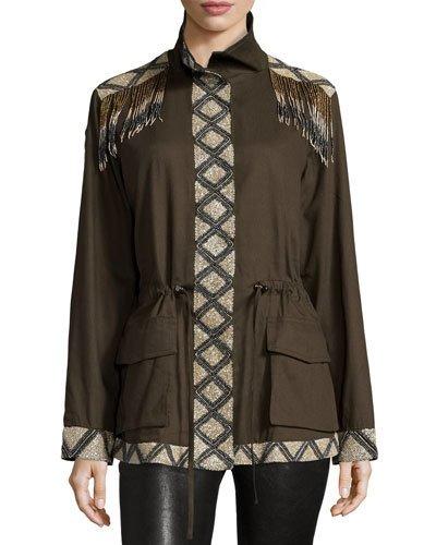 Long Sleeve Embellished Cargo Jacket