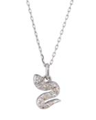14k White Gold Diamond Snake Pendant Necklace