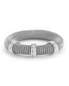 Micro-cable Pave Diamond Spring Coil Bracelet, Gray,