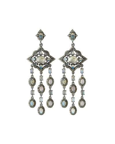 Labradorite & Diamond Chandelier Earrings