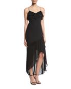 Crepe & Chiffon Asymmetric-hem Dress