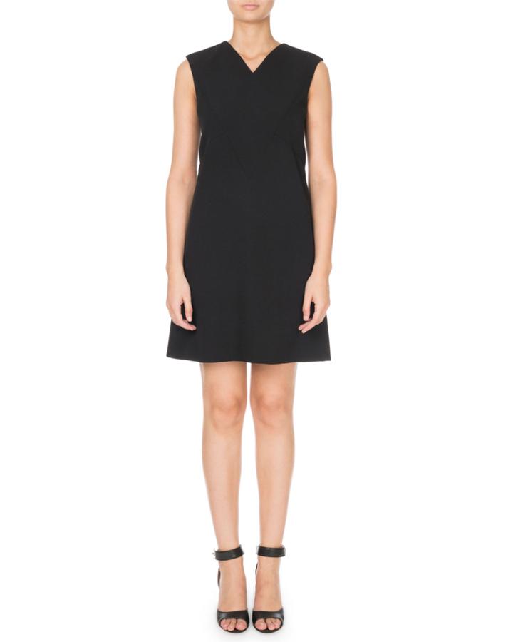 Sleeveless V-neck Grain De Poudre Dress