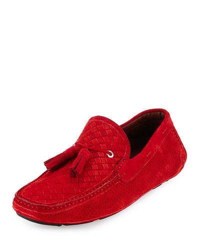 Woven & Perforated Suede Tassel Driver