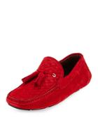 Woven & Perforated Suede Tassel Driver