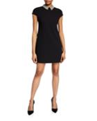 Coley Cap-sleeve Mini Dress With Detachable Embellished Collar