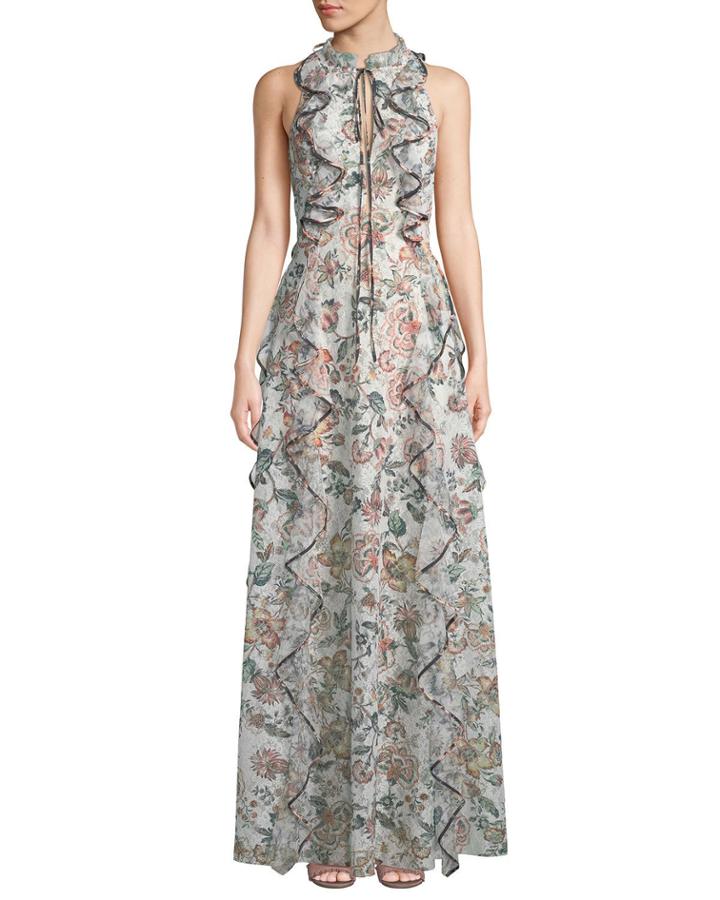 Sophie Floral-print Ruffle Gown