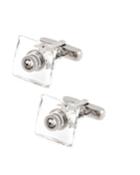 Thompson London Square Cuff Links, Clear,