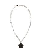 27mm Beaded Onyx Flower Pendant Necklace