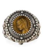 Silver & Bronze Coin Medallion Ring,