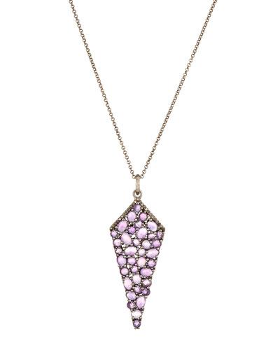 Pav&eacute; Champagne Diamond & Amethyst Pendant Necklace