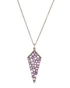 Pav&eacute; Champagne Diamond & Amethyst Pendant Necklace