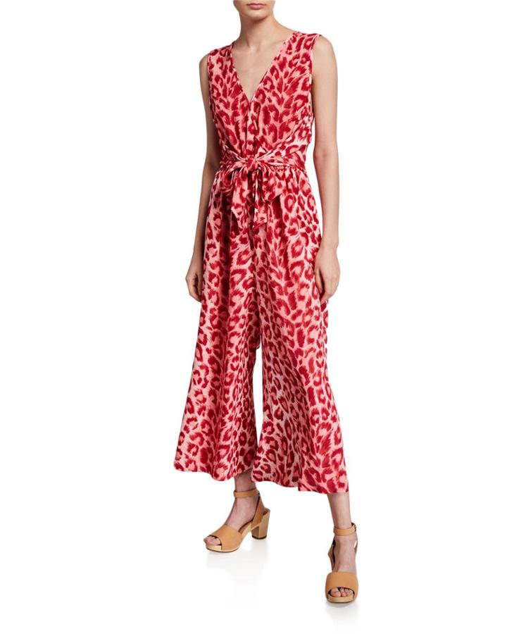 Panthera Tie-waist Sleeveless Jumpsuit