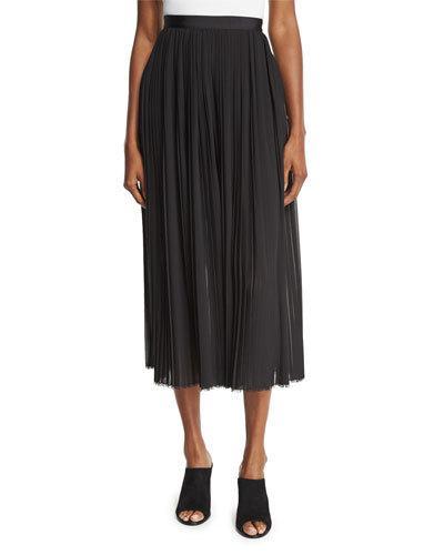 High-waist Plisse Culottes, Black