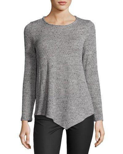 Long-sleeve Asymmetric Top, Gray