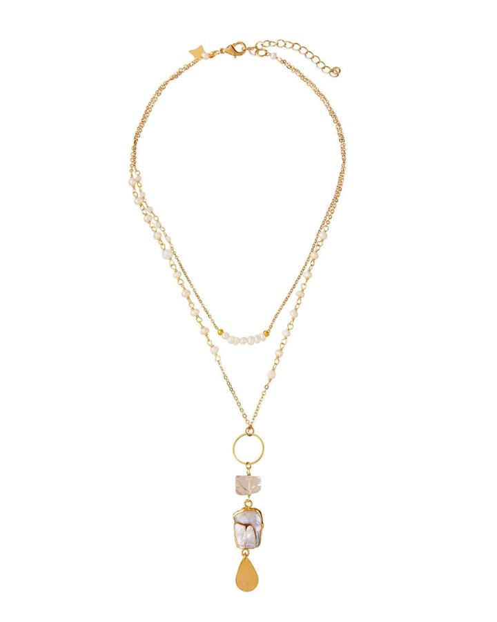 Druzy Y-drop Necklace, White