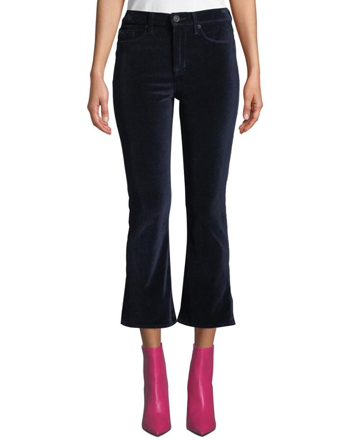 Velvet Cropped Boot-cut Pants