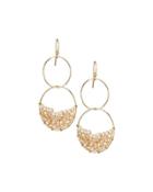 Orbital Golden Crystal Double-drop Earrings, Ivory
