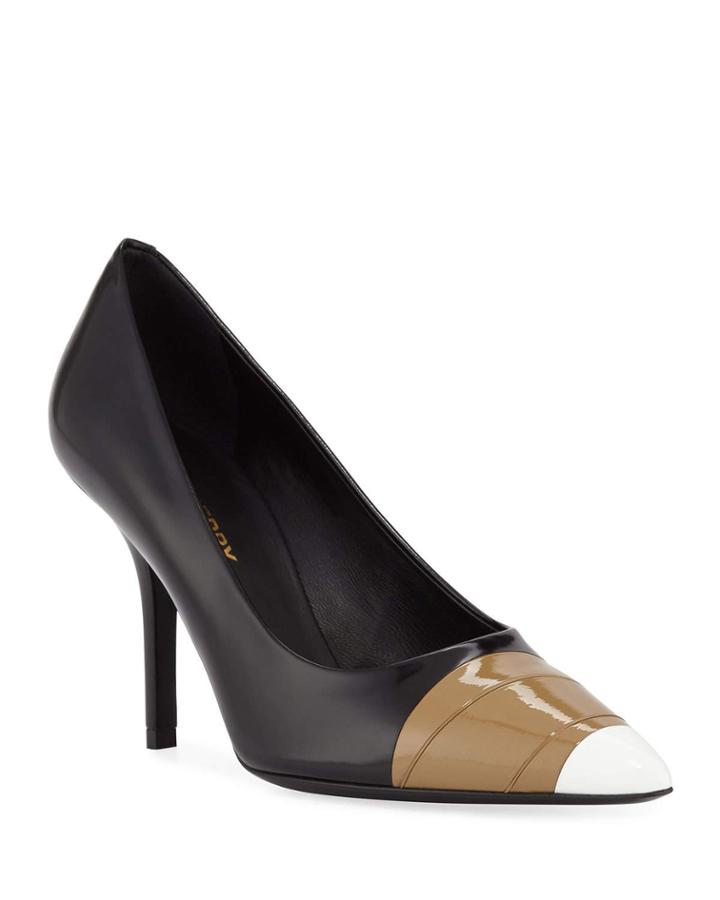 Annalise Mixed-media Runway Pumps, Black