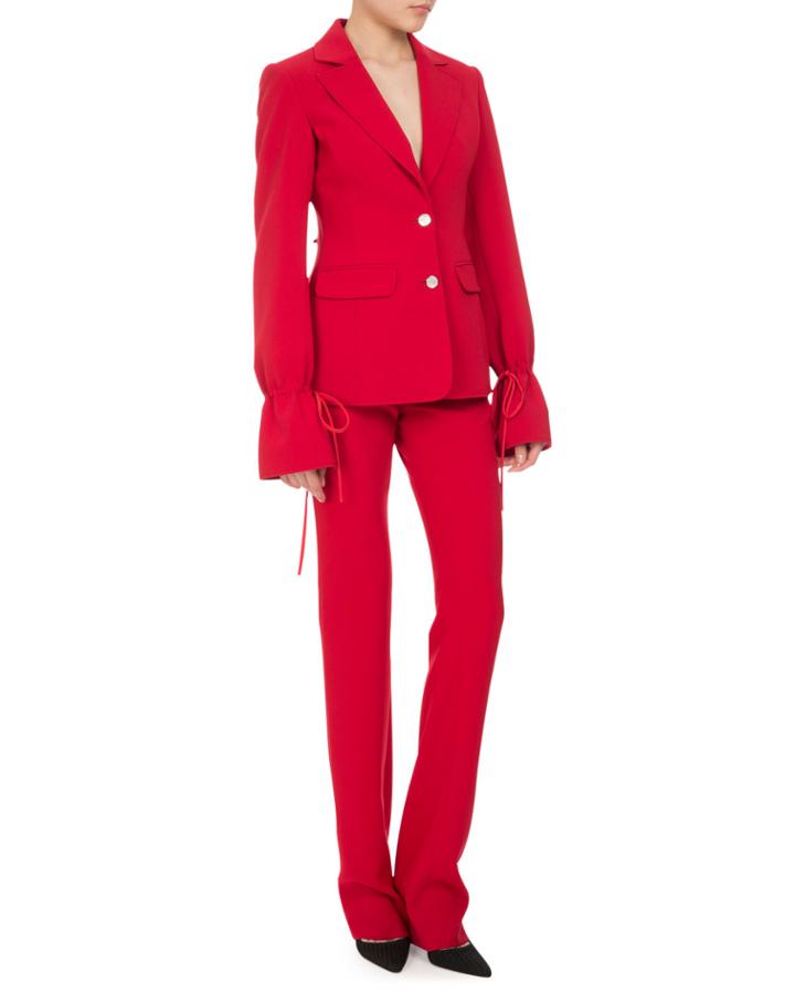 Bellardia Tie-cuff Two-button Jacket, Ruby