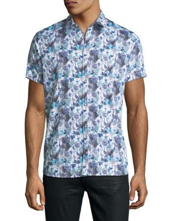 Peacock & Butterfly Pattern Short-sleeve