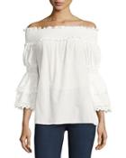 Voile Off-the-shoulder Blouse, Ivory