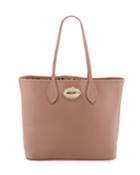 Leopard-lined Leather Tote Bag, Nude