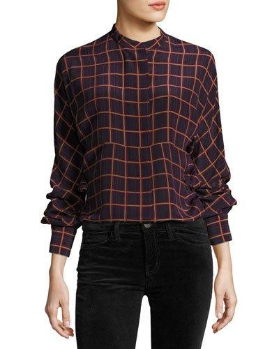 Perfect Dolman York Plaid Blouse Top, Purple