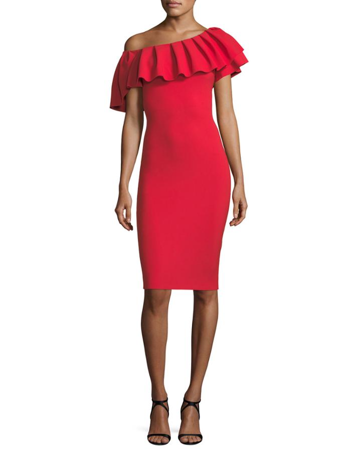 Indira Pleated Asymmetric Cocktail Dress